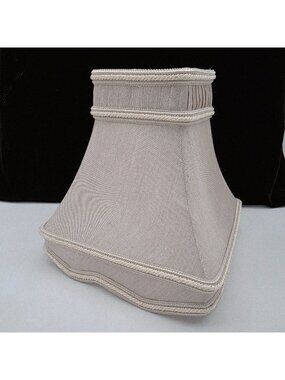 Vintage Beige Square Lamp Shade With Pleated Top & Scalloped Base